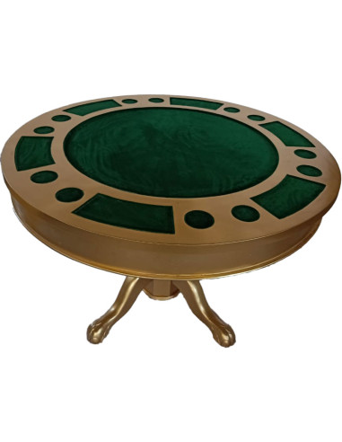 Table de poker 6 personnes 120 cm acajou tapis rouge