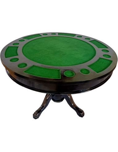 Table de poker 6 personnes 120 cm acajou tapis rouge