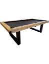 Table de billard moderne convertible en table à manger avec pied métal noir et cadre bois