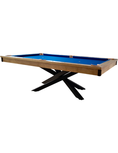 Table de billard transformable en table à manger avec cadre bois et pied métal design