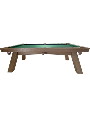 Table de billard et table à manger avec pieds en bois massif inclinés pour une table design